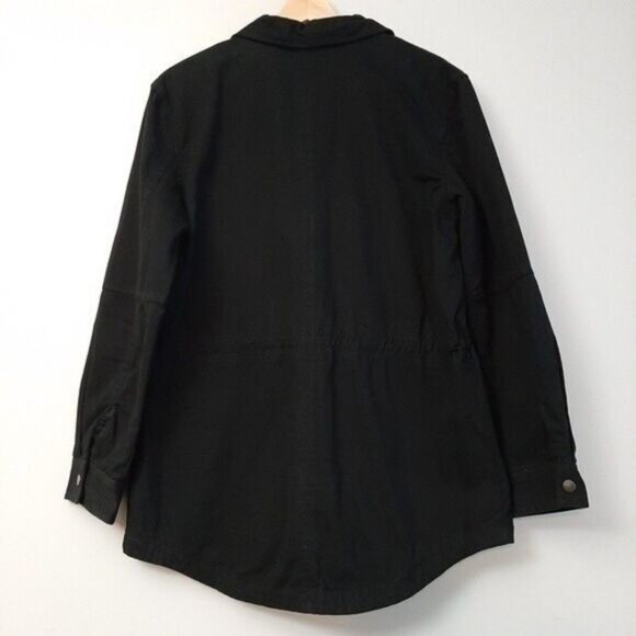JOE FRESH | Cotton Canvas Utility Shacket Full-Zip Jacket Black Sz M - Picture 7 of 11